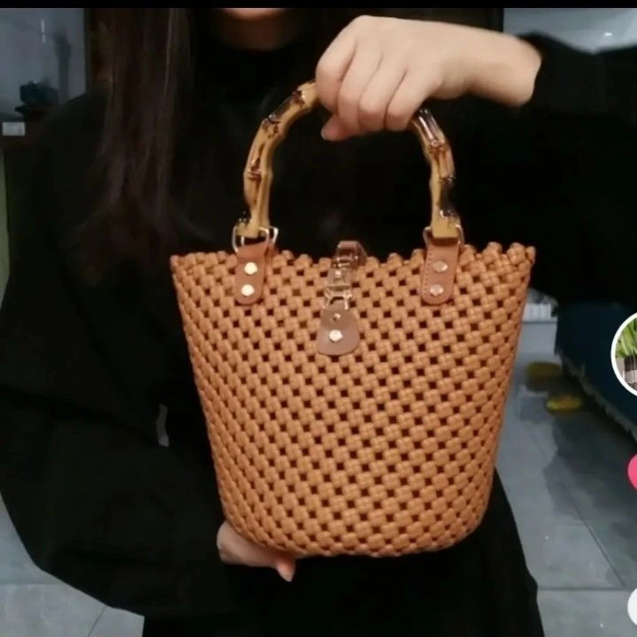 (晴晴妈家)材料包PE藤条手工编织双肩包斜肩包单肩手拿包圆形包