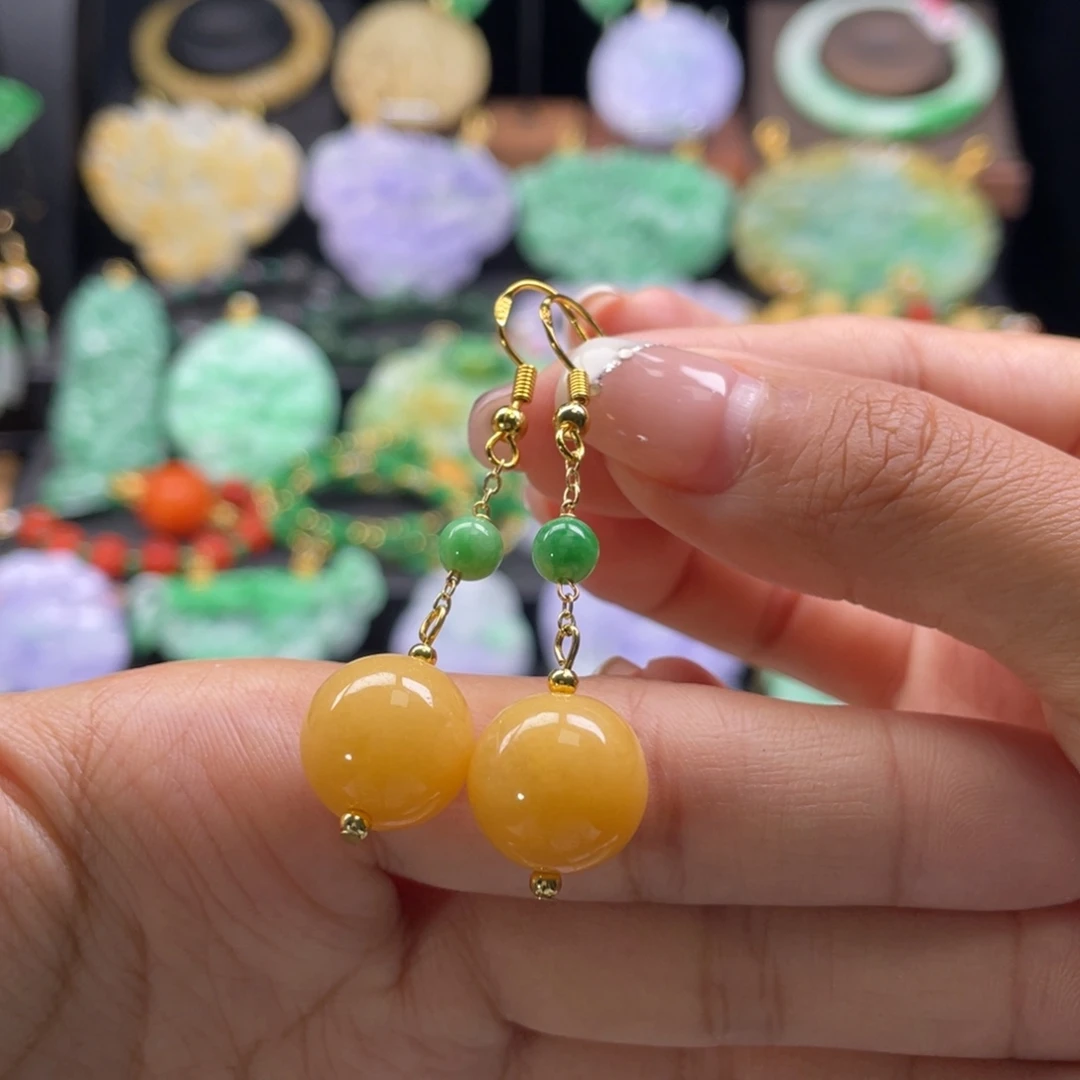 翡翠未镶嵌耳饰代编织