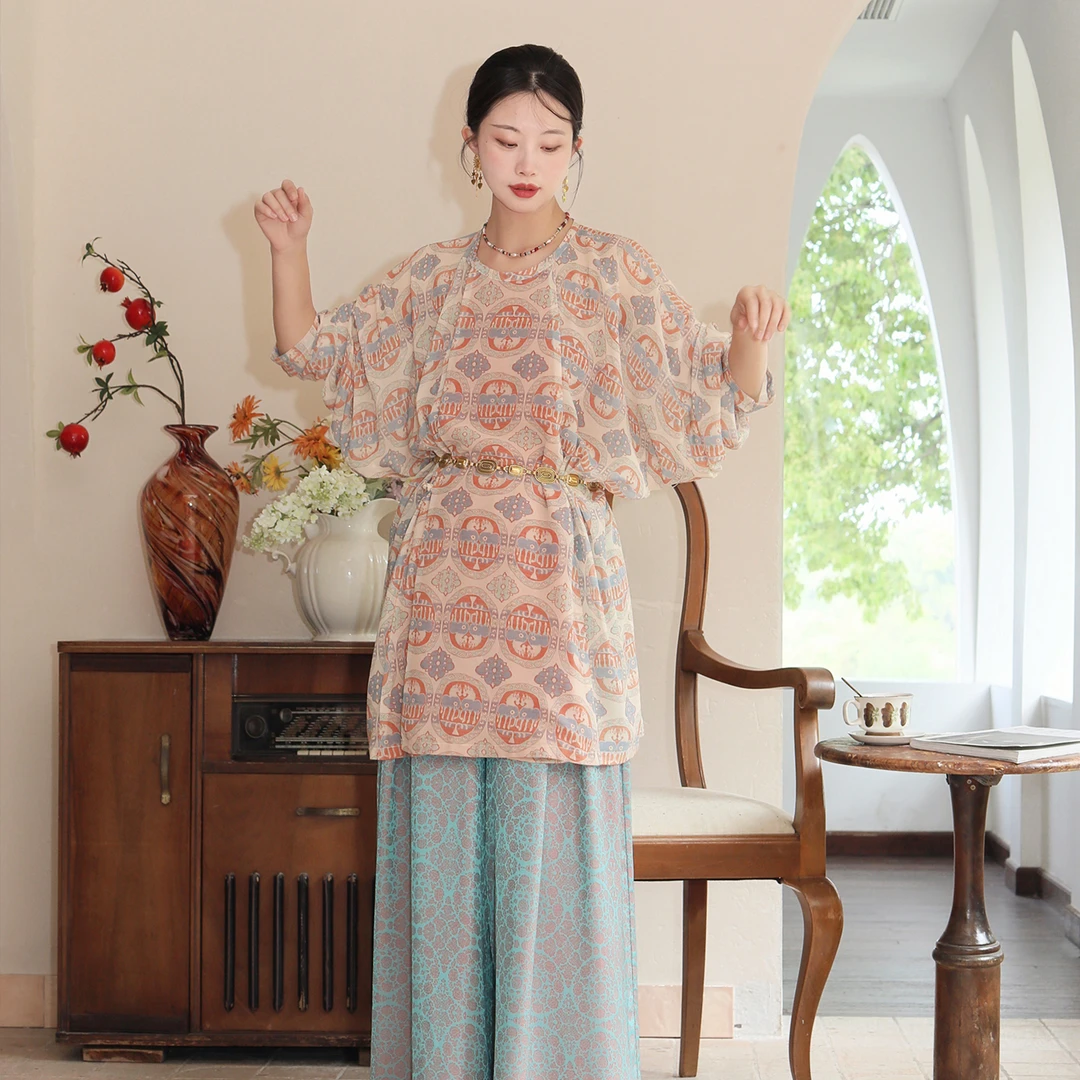 谜阿凰【池禾圆领衫】原创唐制汉服上衣春夏款女汉元素阔腿裤日常