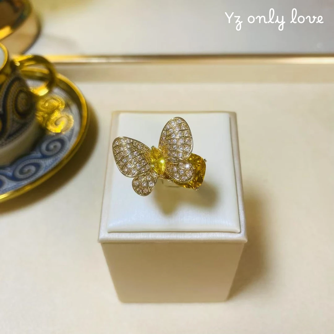 铜合金锆石戒指 H126《金蝴蝶》时尚气质款戒指