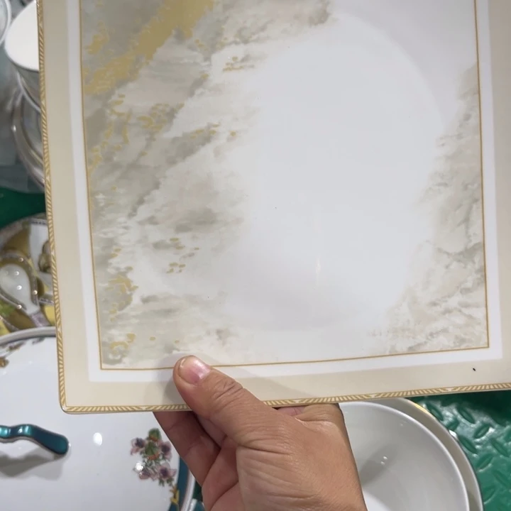 瓷片海岸八寸海派盘四个微瑕