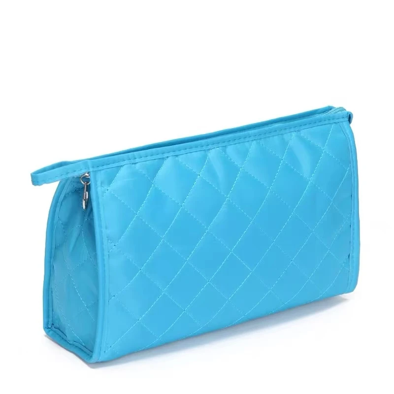 【27*17*8】时尚菱形格带镜子化妆包收纳包