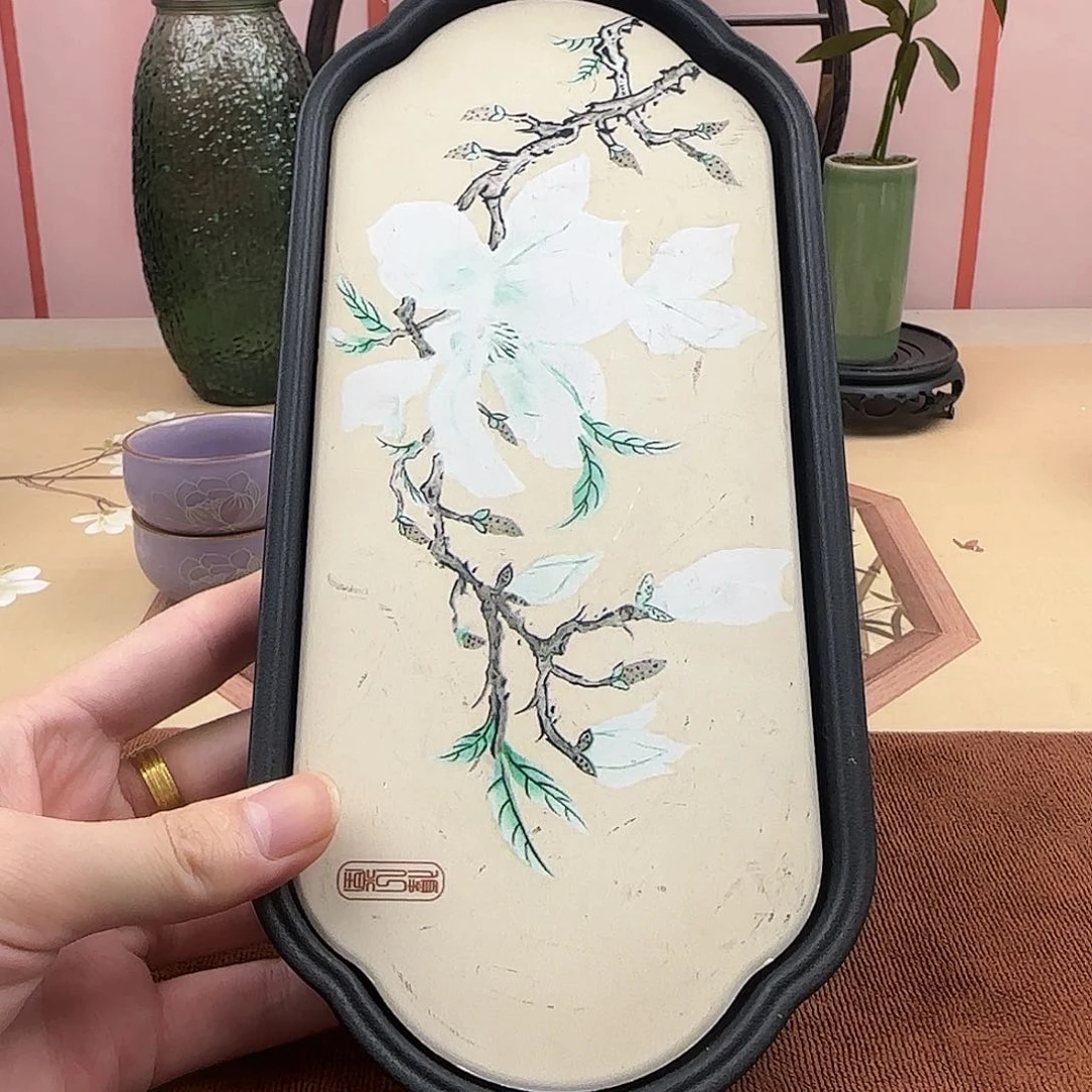 优一堂玉兰花吸收茶盘