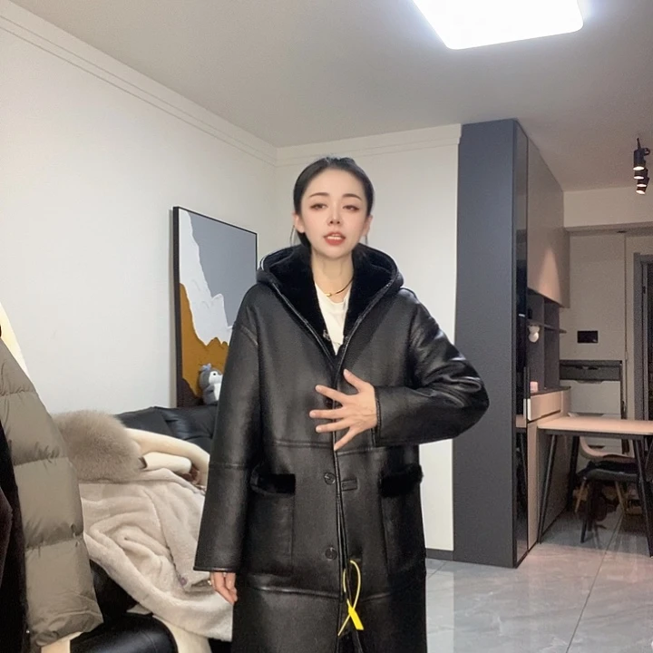 绵羊皮美丽奴皮毛一体两面穿M120斤内