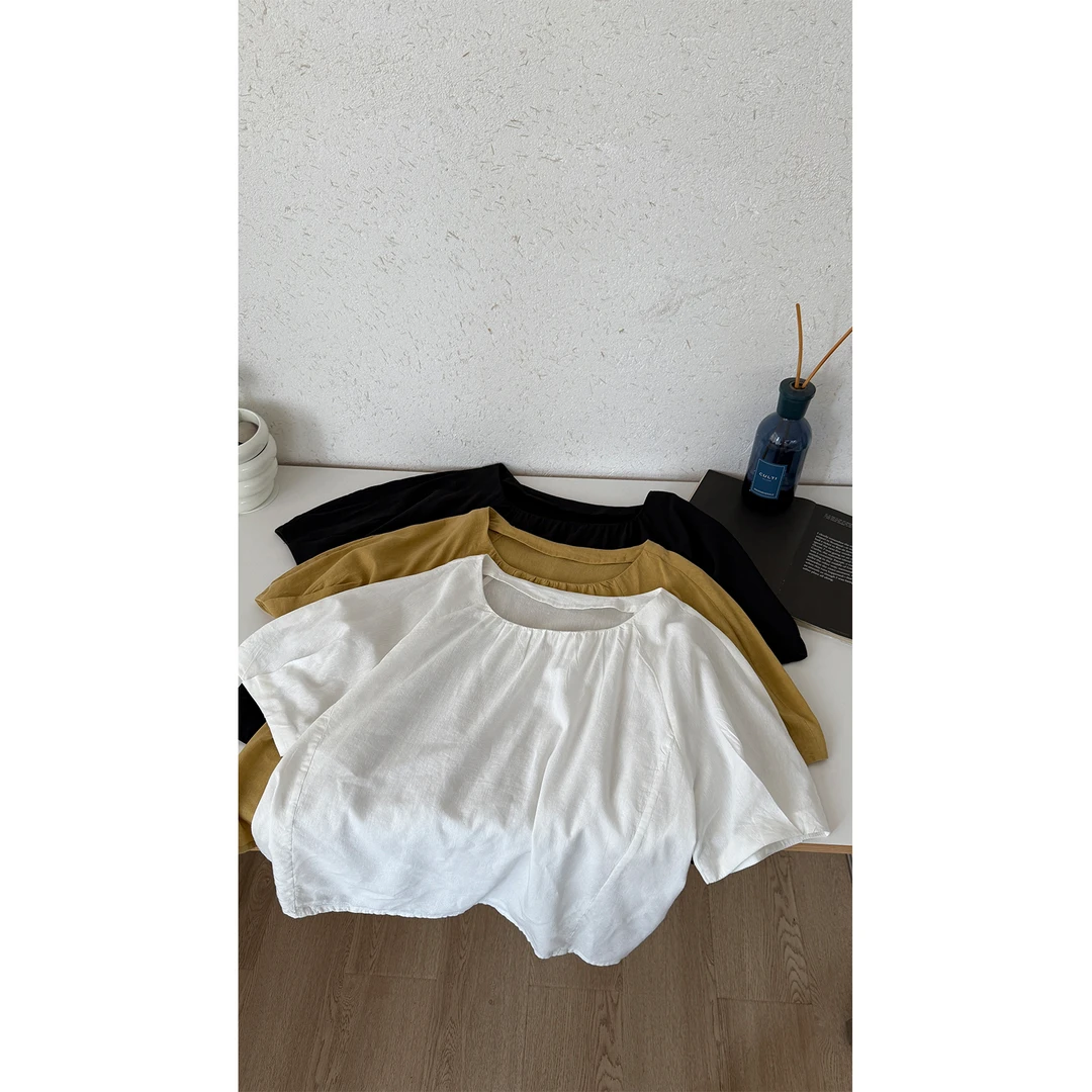 苏安家｜年中大促 夏日方糖 薄款大圆领显瘦极简上衣小衫85269