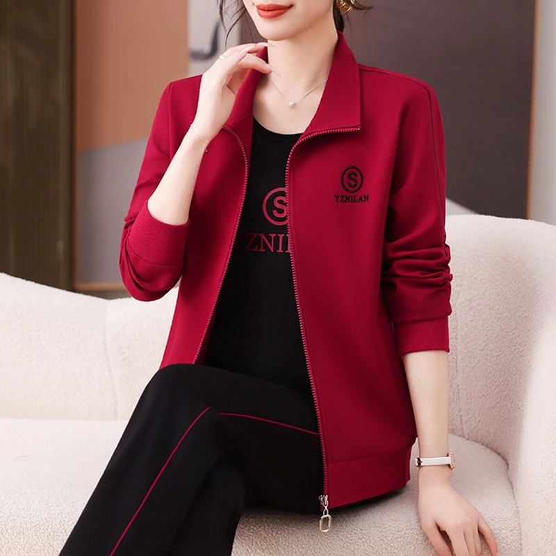 休闲运动套装女2025春秋韩系高级感卫衣时尚洋气品牌跑步服三件套
