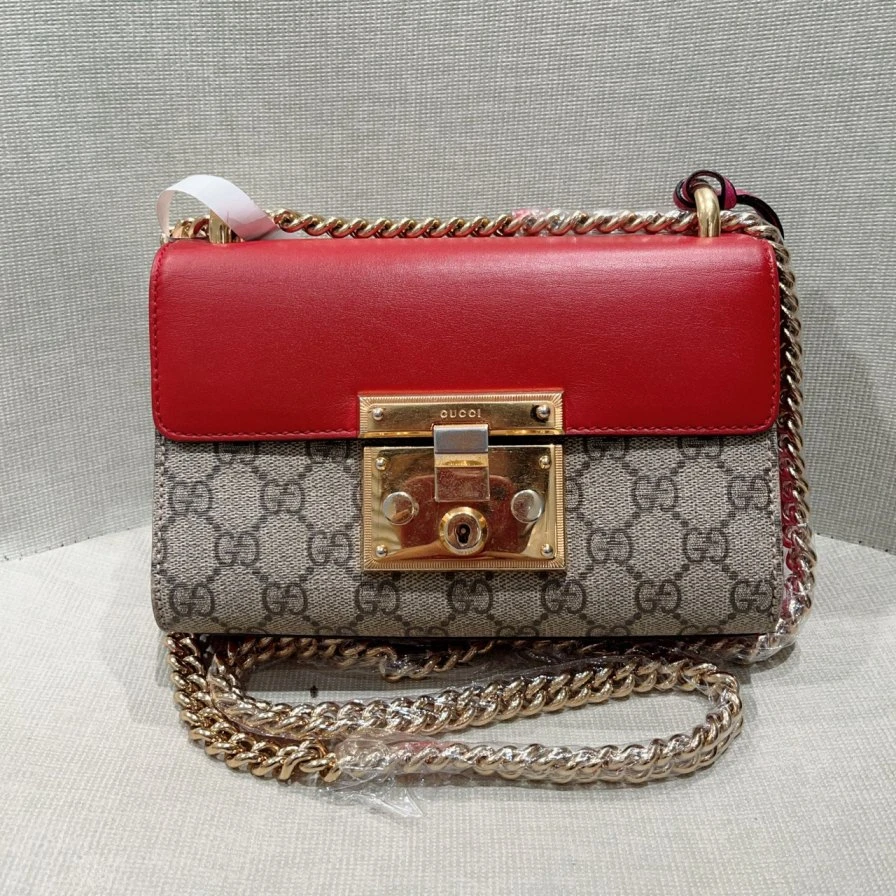 95新 GUCCI/古驰 红色拼老花月光宝盒1183 9309