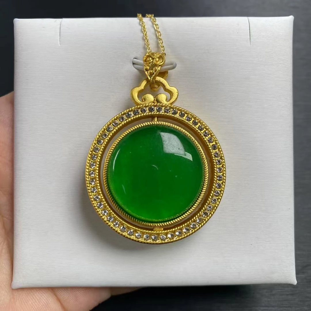 【小杨严选】L013绿蛋面佛公双面吊坠妈妈时尚百搭女款