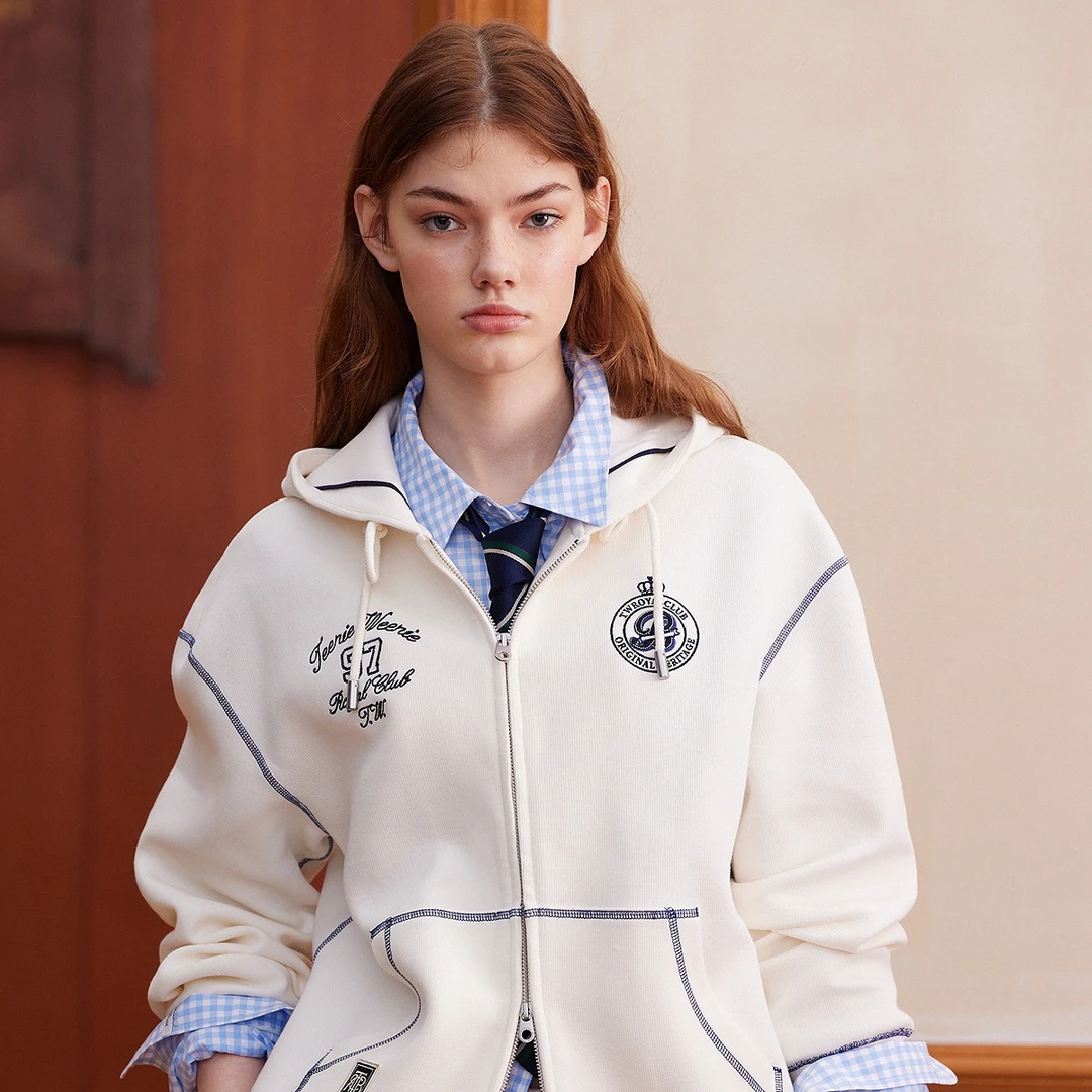 Teenie Weenie小熊连帽卫衣开衫女25年春季新款TTMZ251201P