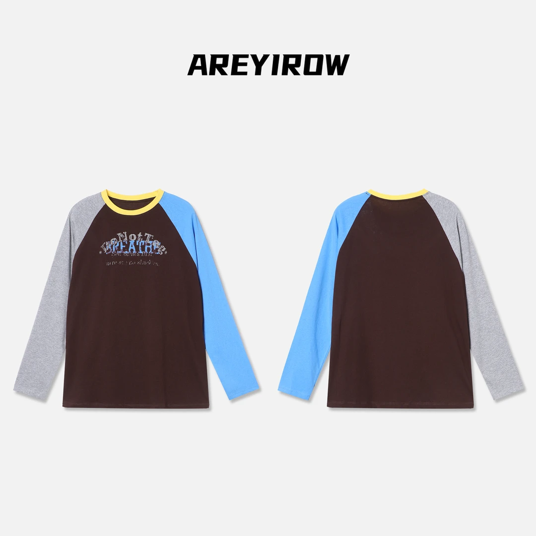 【Wang.小宁】AR双色拼接袖圆领长袖T恤H11188CT253