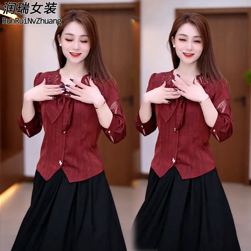 长袖衬衫2025时尚衬衣修身轻熟风雪纺衫春季遮肚休闲风上衣潮流