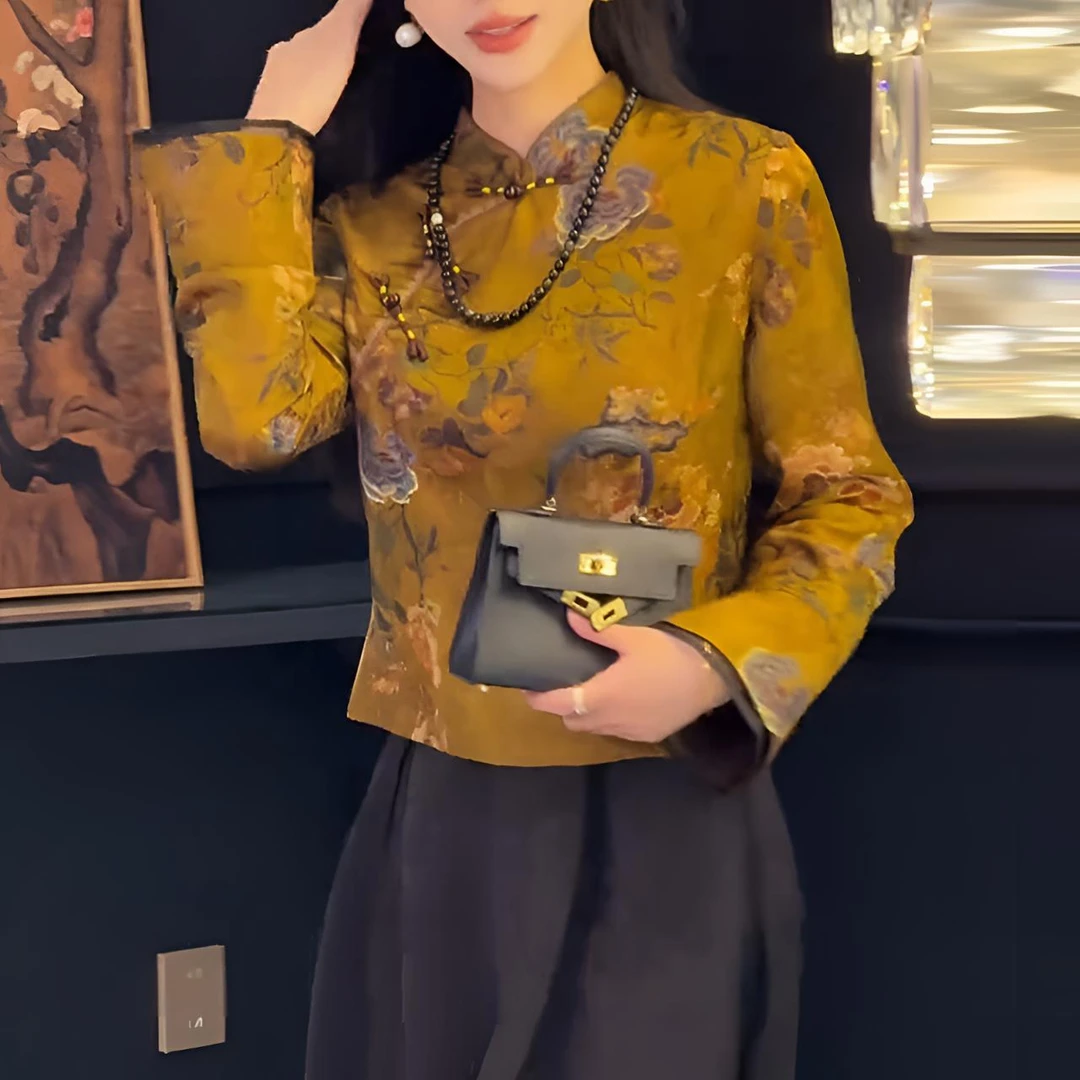 新中式国风复古设计感长袖小衫女秋季新款时尚气质显瘦衬衫上衣潮