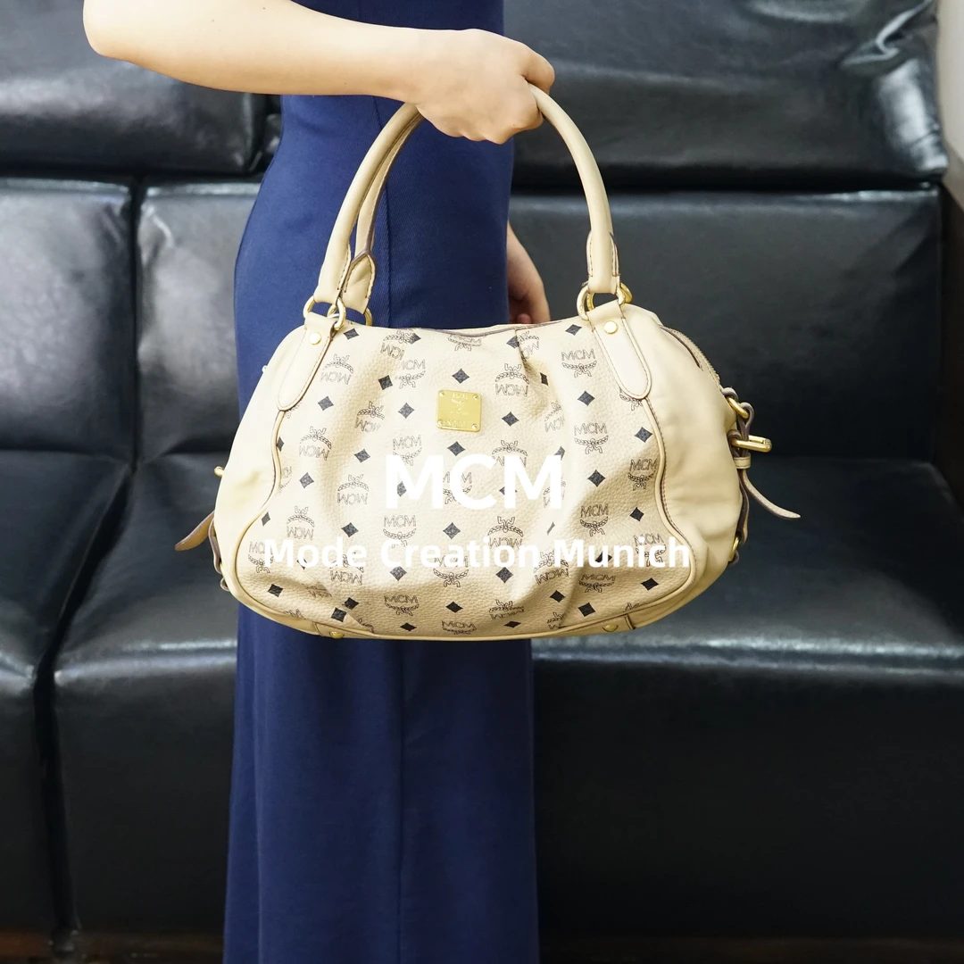 95新 MCM 米色单肩手提包/YW06509017/9017
