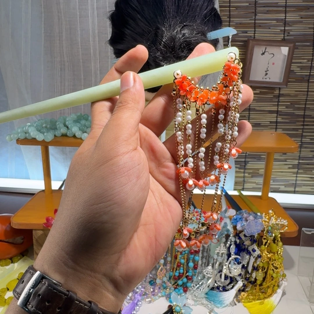 蛇纹石玉合金发饰