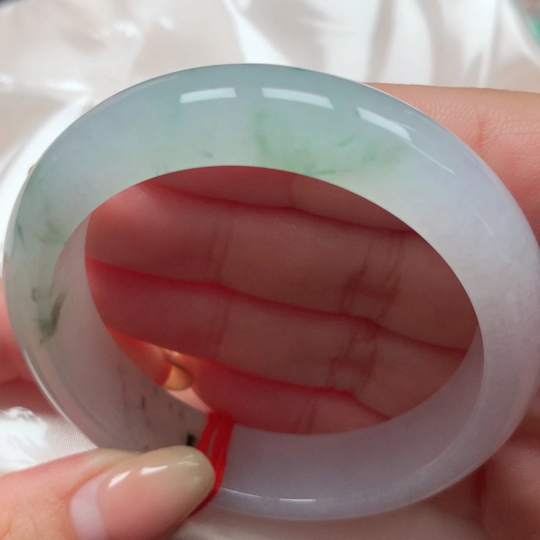 翡翠未镶嵌手镯28冰飘花 清爽干净