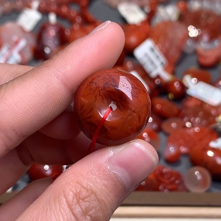南红玛瑙未镶嵌珠宝半成品火焰平安扣