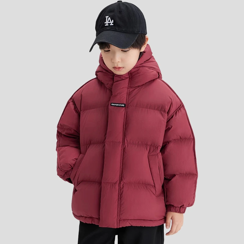 儿童羽绒服男女童连帽真羽绒服面包服2025新款保暖白鸭绒