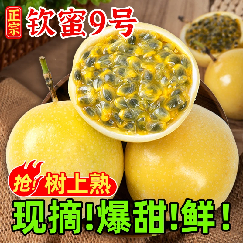 新鲜现摘钦蜜9号黄金百香果鲜甜多汁当季水果孕妇3-5斤装