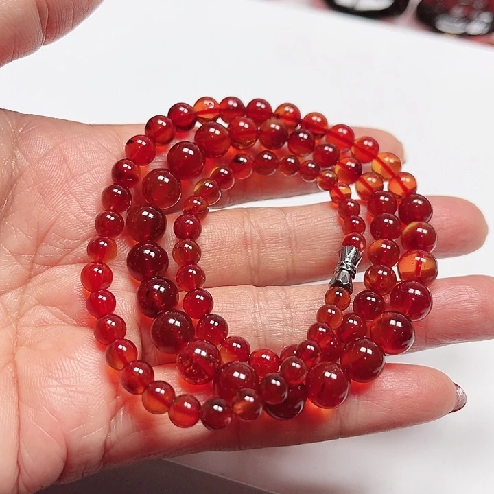 血珀颈饰未镶嵌随**愿有瑕疵，天然血珀金红塔链