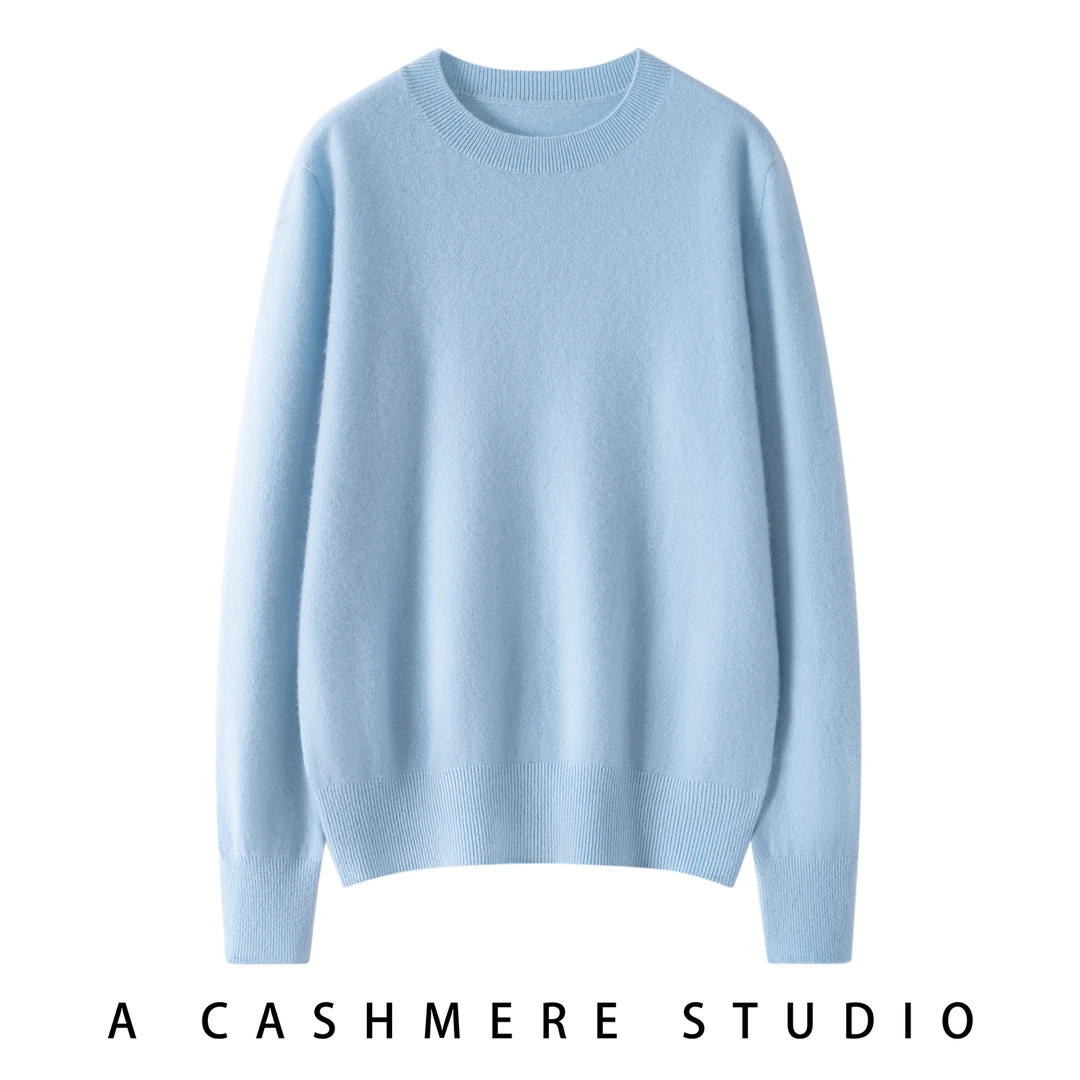 福利女款圆领休闲商务百搭显瘦纯色纯羊绒衫