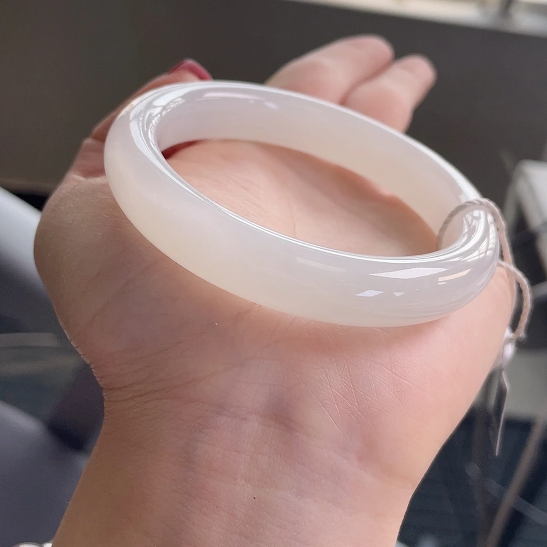 和田玉未镶嵌手镯高冰白 白月光 超级大捡漏 开播福利