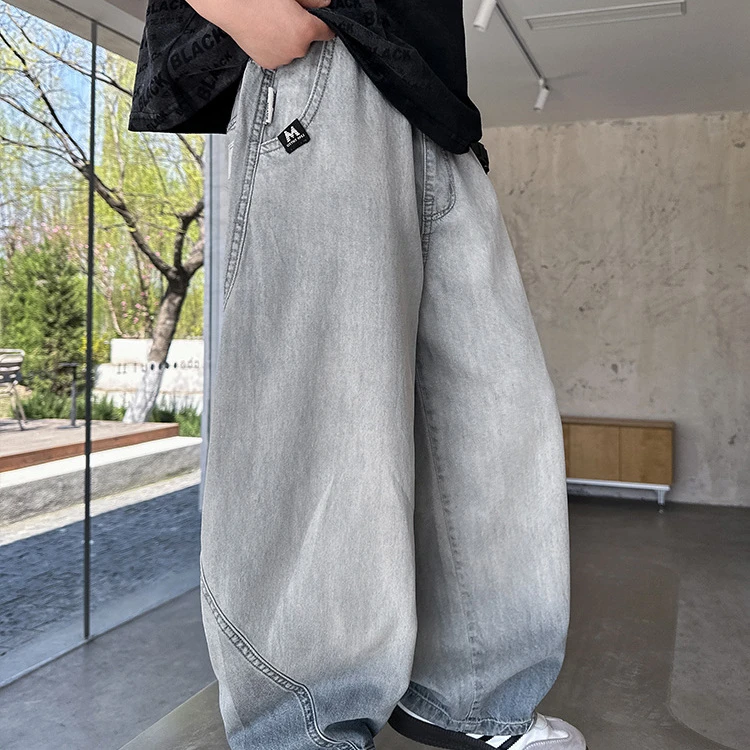 男童裤子夏装2025新款儿童冰丝牛仔裤中大童男孩夏款休闲长裤潮酷