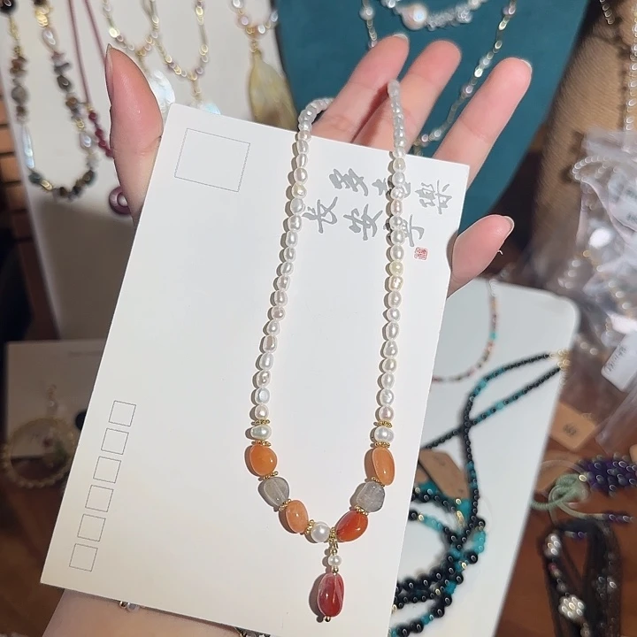 合金颈饰水晶小众设计款