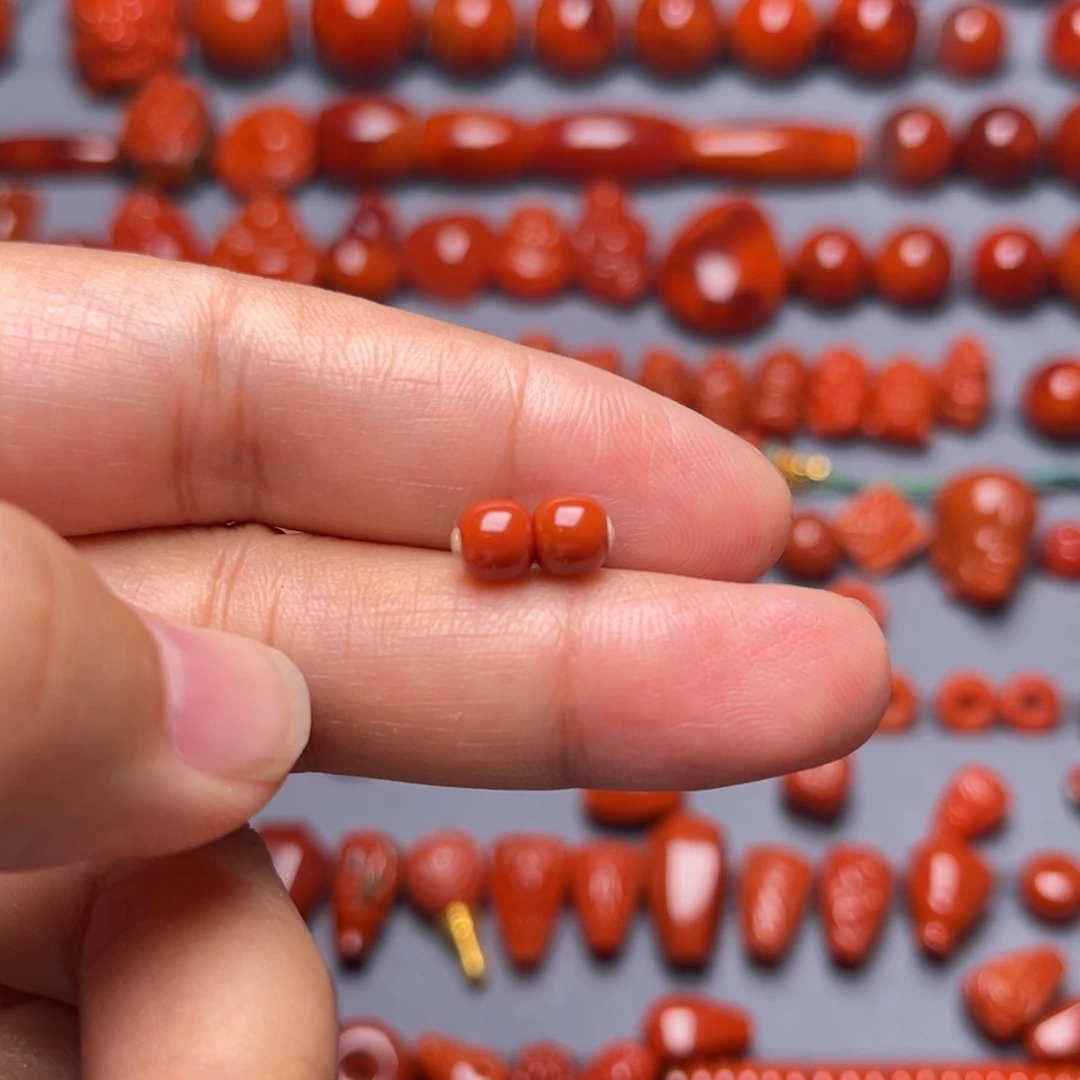 南红玛瑙配饰未镶嵌老型对珠卡5.6mm