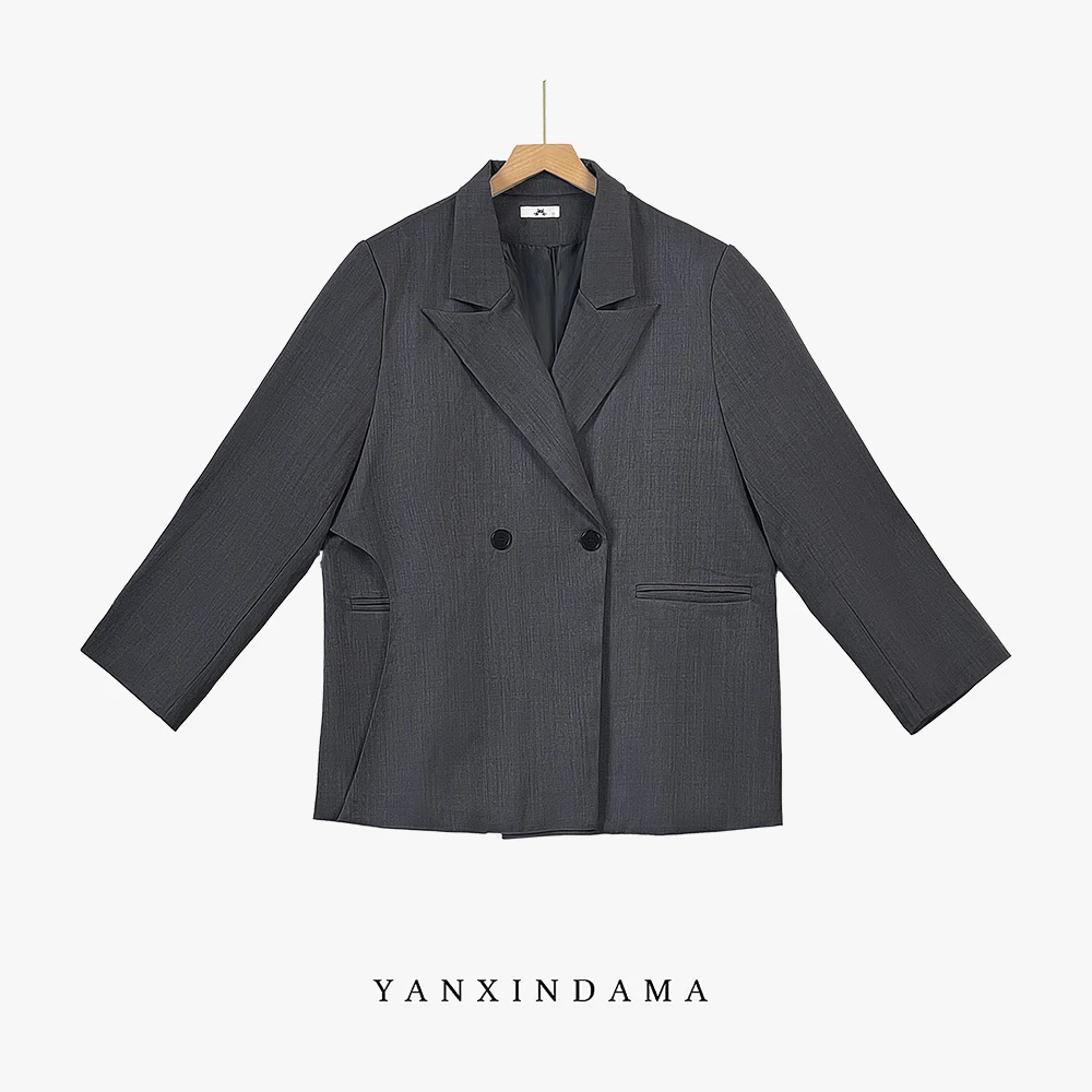 大码女装300斤胖MM时尚设计感气质西装外套63996