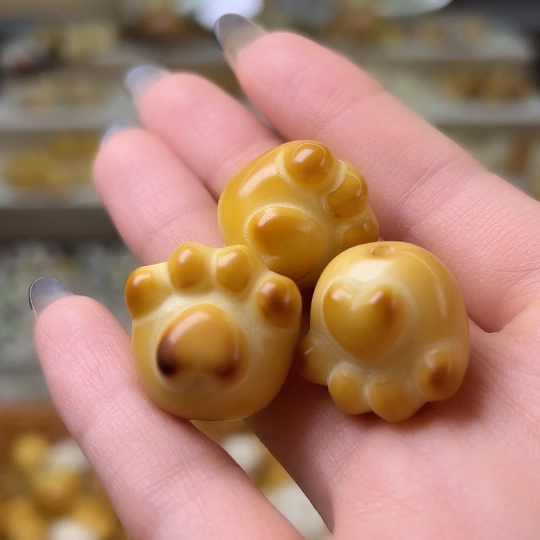 菩提根/象牙果吊坠微瑕炭烤爱心猫爪3颗