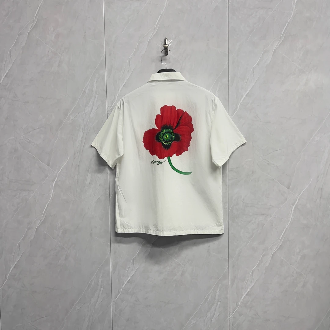 99新 KENZO/肯佐 Nigo联名前后Logo短袖衬衫/M码宽松