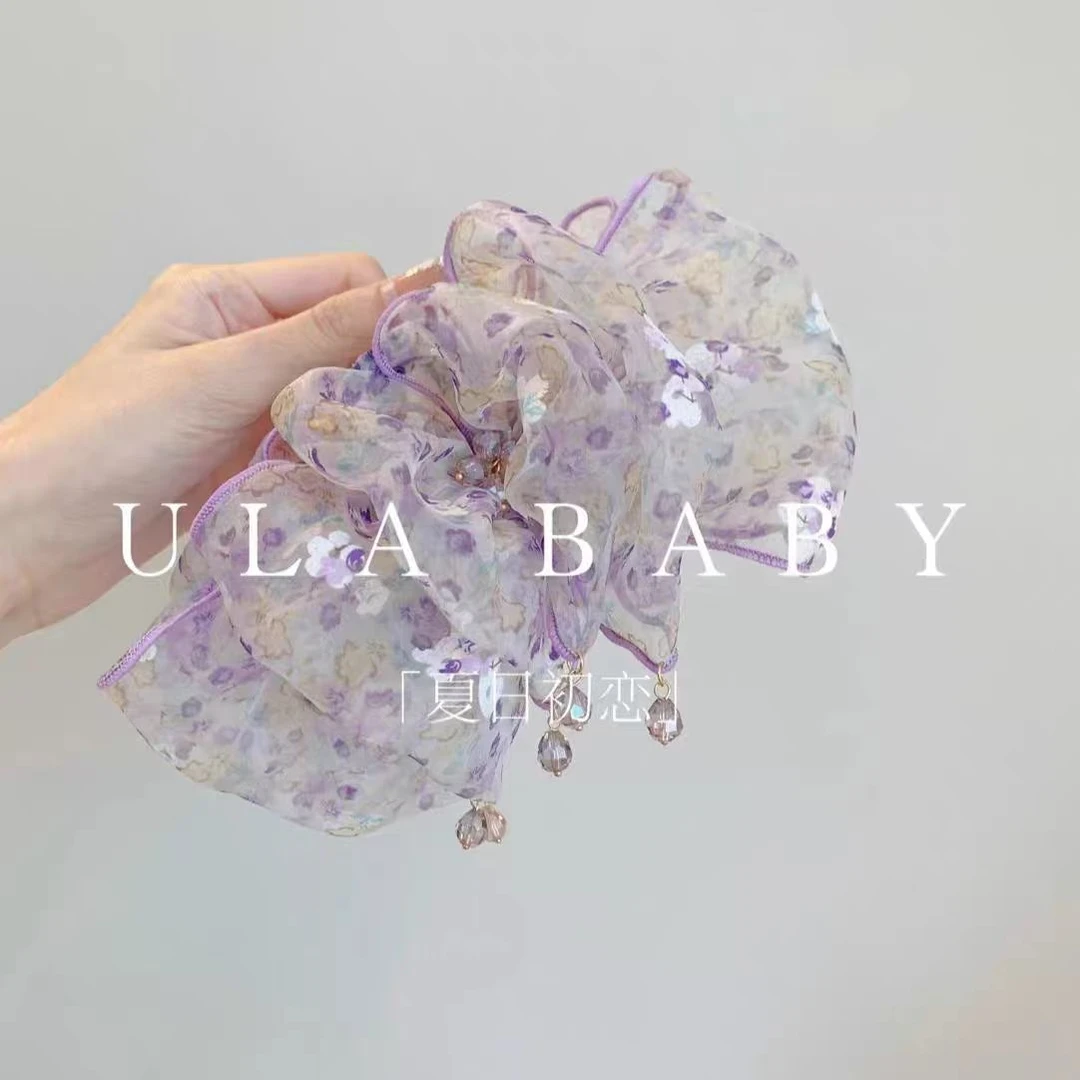 「夏日初恋」新款仙温柔氛围碎花蝴蝶结抓夹百搭鲨鱼夹发夹头饰