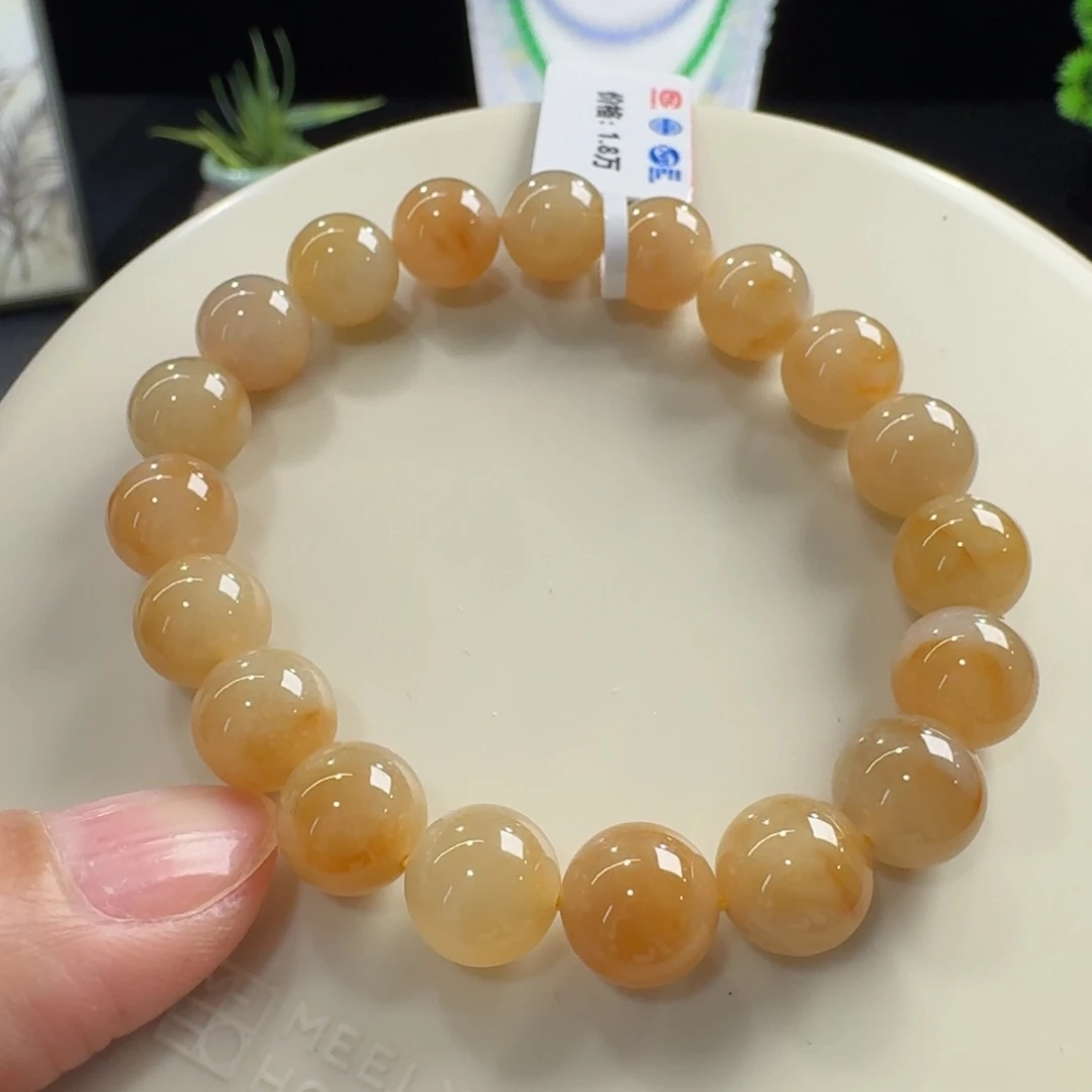 翡翠未镶嵌手链冰胶橘黄单圈10mm
