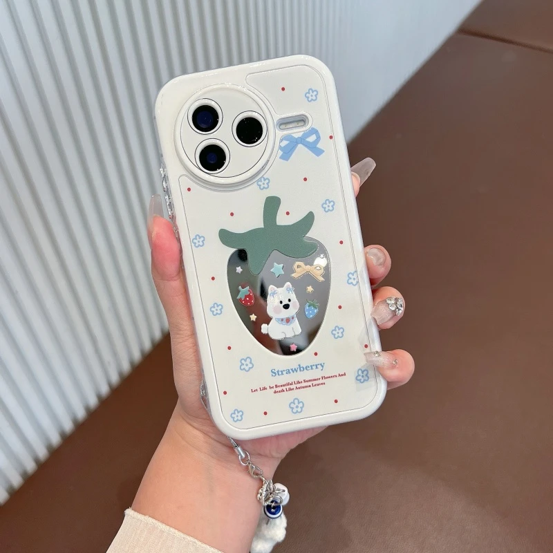 适用于红米k80手机壳新款k80pro镜面可爱草莓小狗防摔女款至尊版