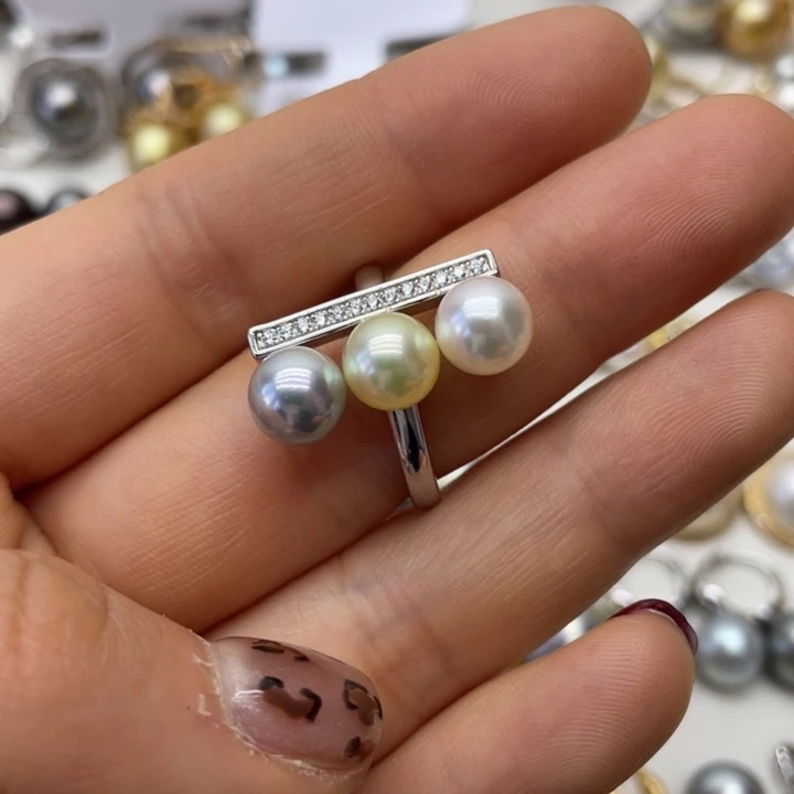 海水珍珠戒指银S925镶嵌