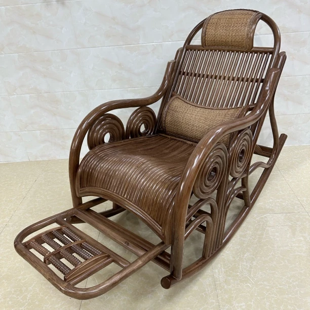 全藤摇椅手工真藤家用客厅家用户外藤条藤编单人逍遥椅阳台椅藤椅