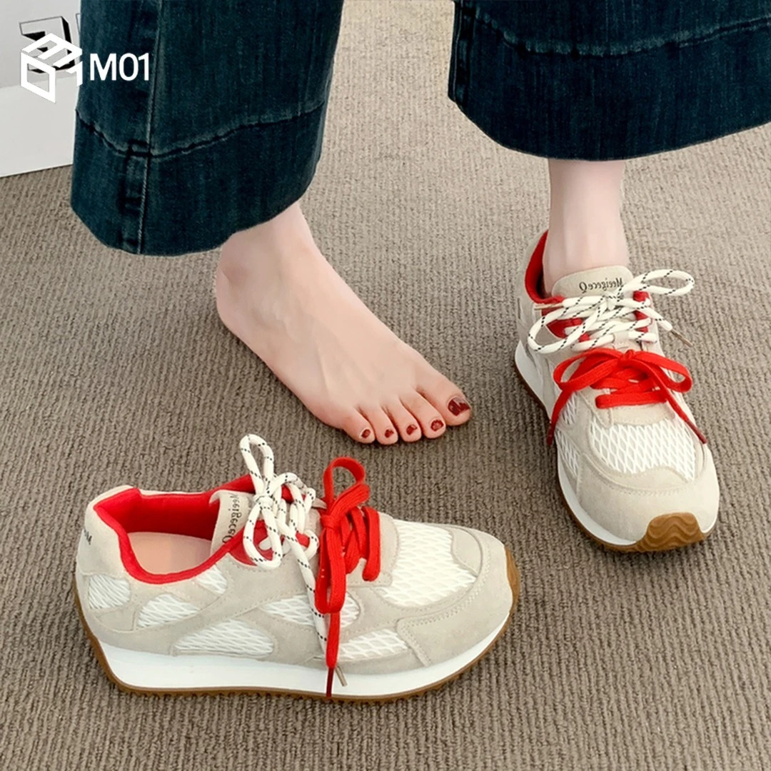 M01厚底德训鞋女鞋子2025爆款秋夏季内增高华夫阿甘鞋休闲运动鞋