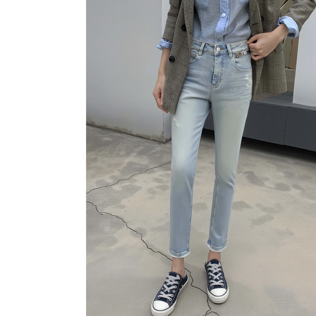 (7278)-2026早秋新款直筒烟管裤显瘦纯棉修身软牛仔裤小个子法棍