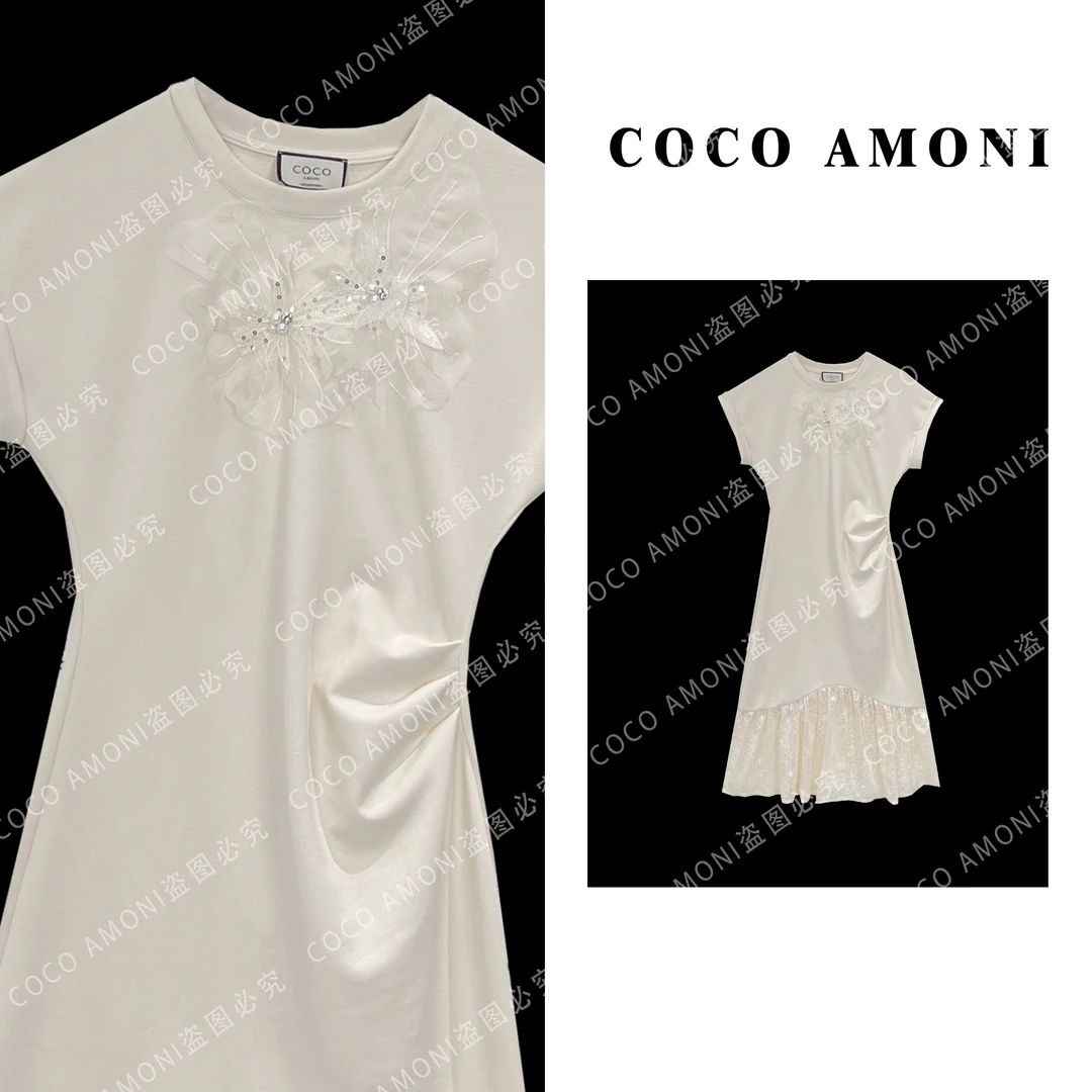 【曼姐】夏日爆款高级设计女装拼接法式修身显瘦气质连衣裙AC041