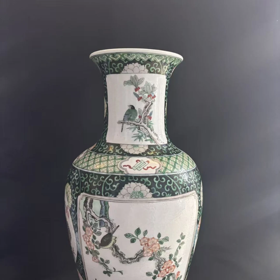 H0154五彩开窗人物观音瓶