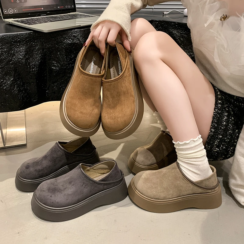 松糕底勃肯鞋女2025年春季新款防滑耐磨厚底单鞋休闲百搭豆豆鞋
