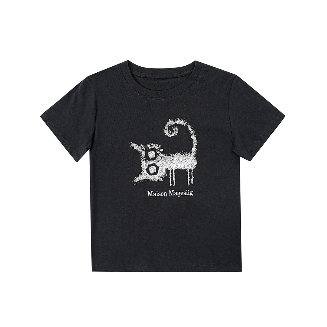 宽松常规款圆领短袖T恤9925