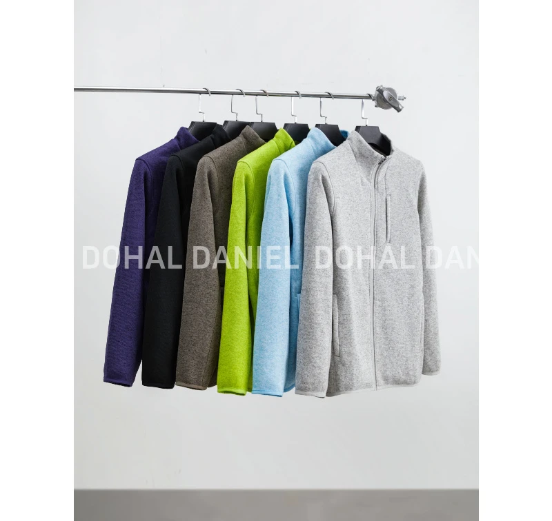 LU+SJ秋冬款户外运动花纱针织拉绒内里针织夹克冬季加绒保暖外套