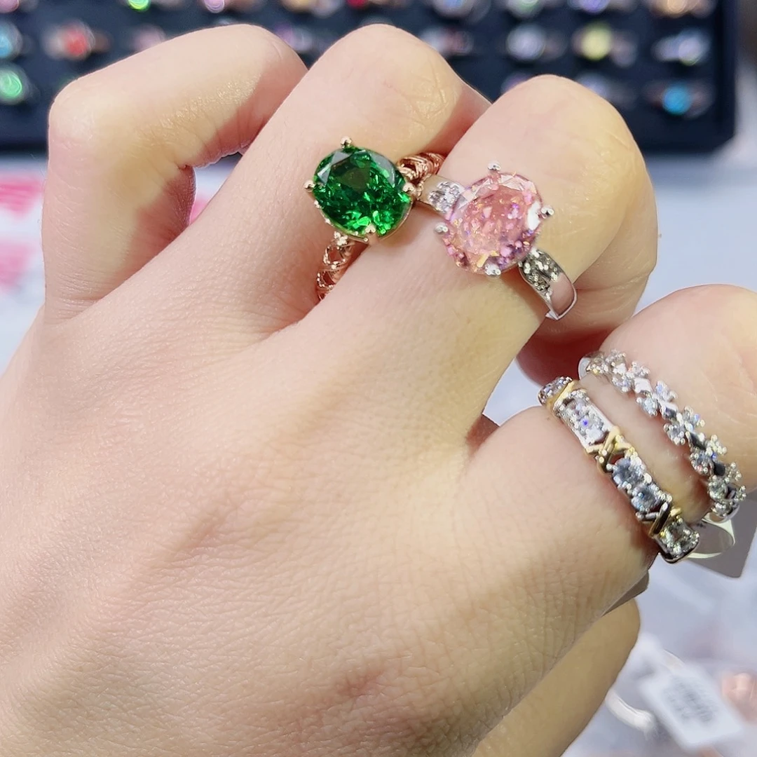 莫桑石非金属Ｋ白四爪鸽子蛋（换）深绿钻三卡-20