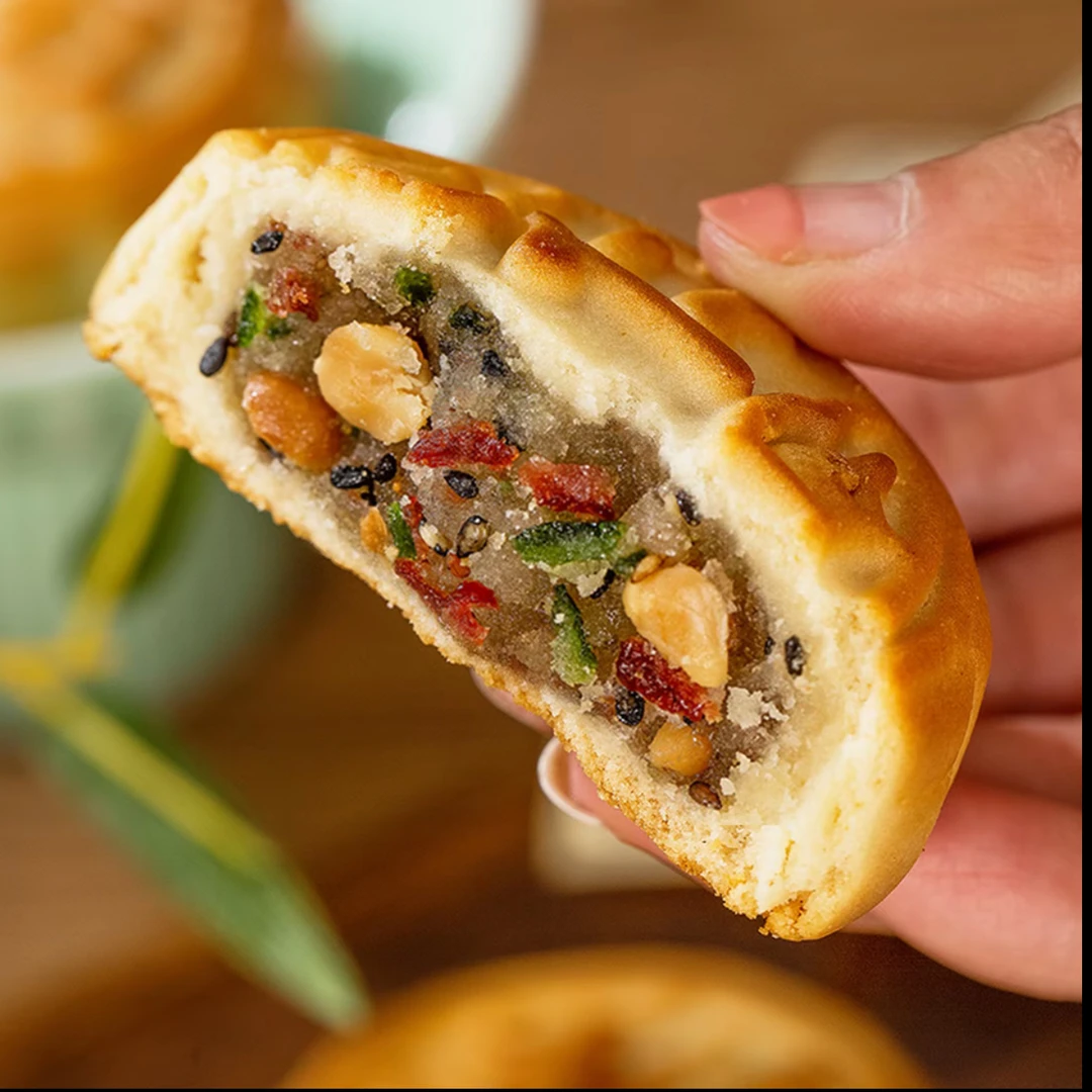 【2斤到手10个】老五仁月饼广式月饼传统皮薄馅足中秋糕点零食