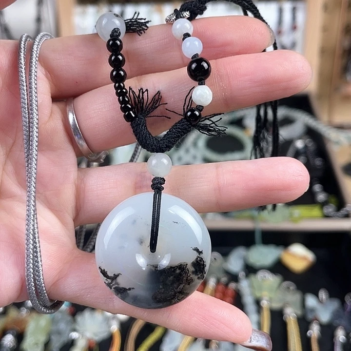 蛇纹石玉合金颈饰