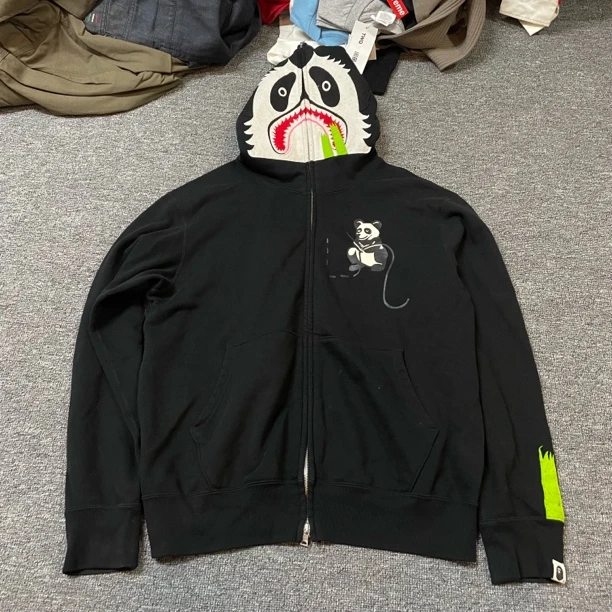 【胖胖潮选】Bape 熊猫头刺绣 拉链帽衫