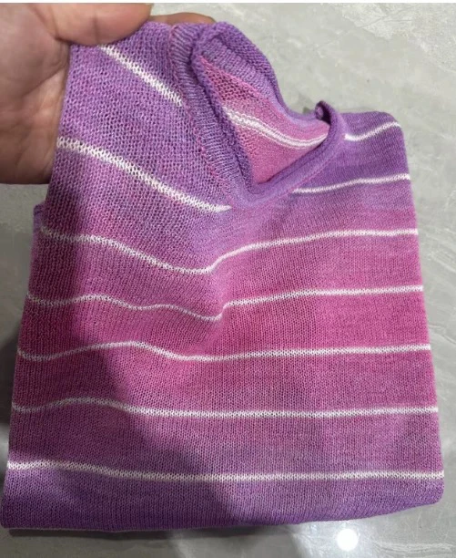 法国高级感和纸纱条纹针织衫女一字肩长袖罩衫韩系宽松凉感女2811