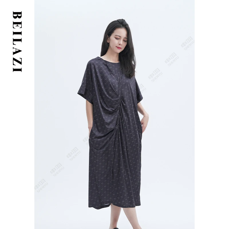 北拉子丨落樱缤纷丨牛奶纱优雅印花连衣裙SYASS-L020