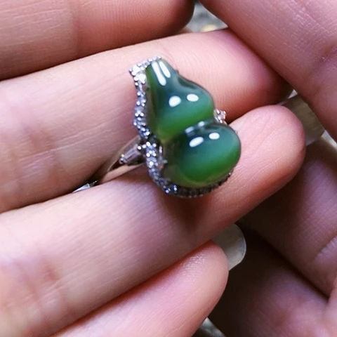 和田玉银S925镶嵌戒指